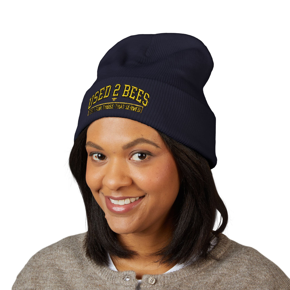 Used 2 Bees Cuffed Beanie — Embroidered Logo