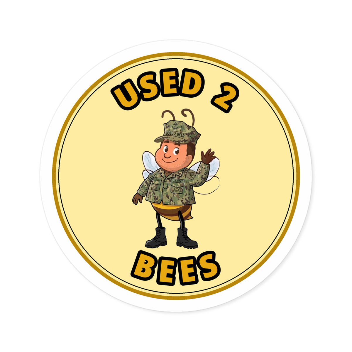Used 2 Bees Circle Sticker — Navy Camo (Male)