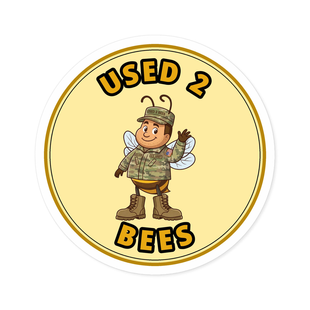 Used 2 Bees Circle Sticker — Army Camo (Male)