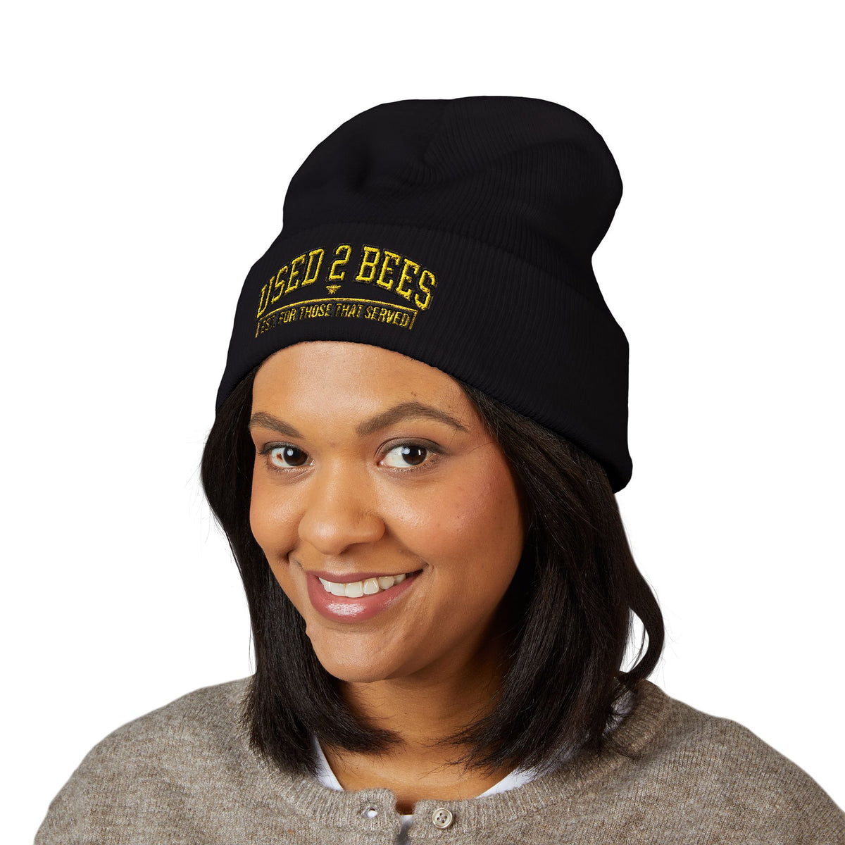 Used 2 Bees Cuffed Beanie — Embroidered Logo