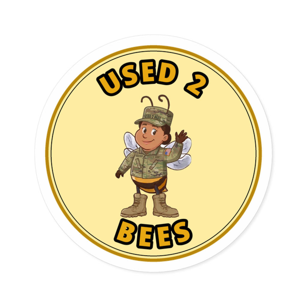 Used 2 Bees Circle Sticker — Army Camo (Female)