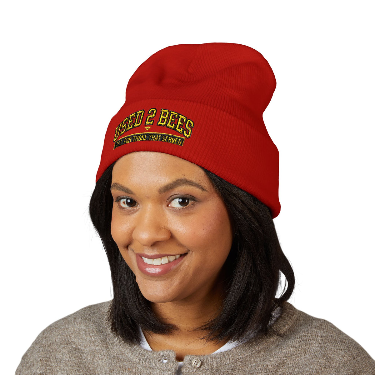 Used 2 Bees Cuffed Beanie — Embroidered Logo