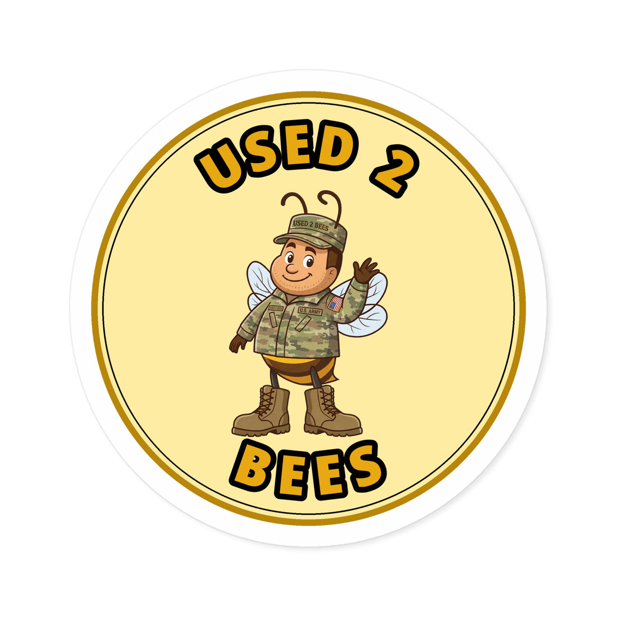 Used 2 Bees Circle Sticker — Army Camo (Male)