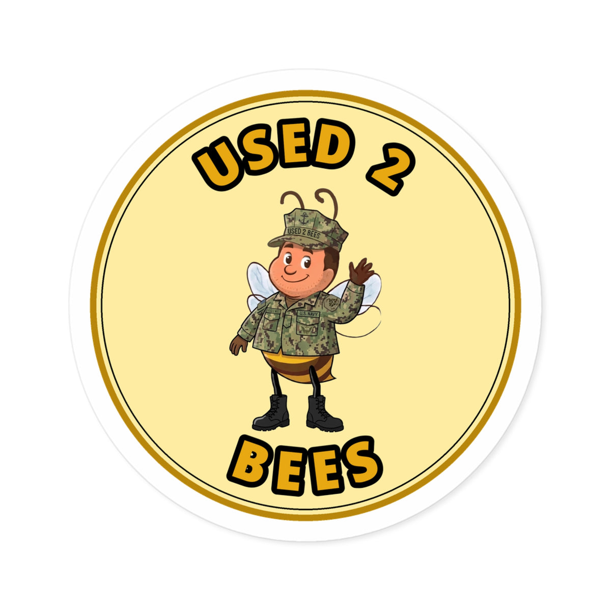 Used 2 Bees Circle Sticker — Navy Camo (Male)