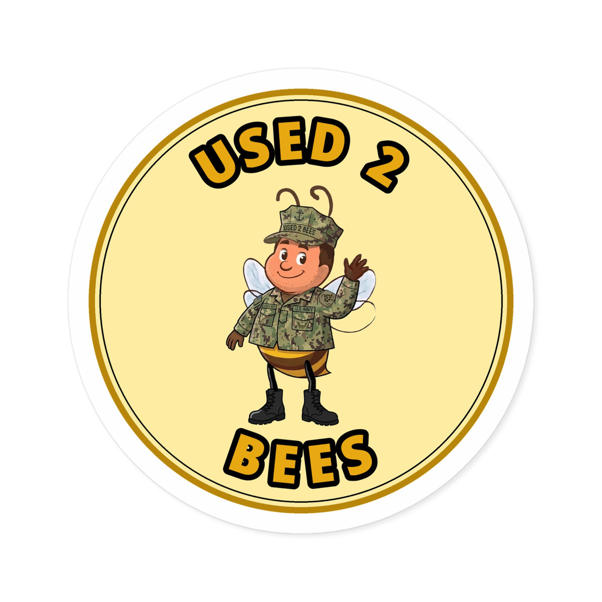 Used 2 Bees Circle Sticker — Navy Camo (Male)