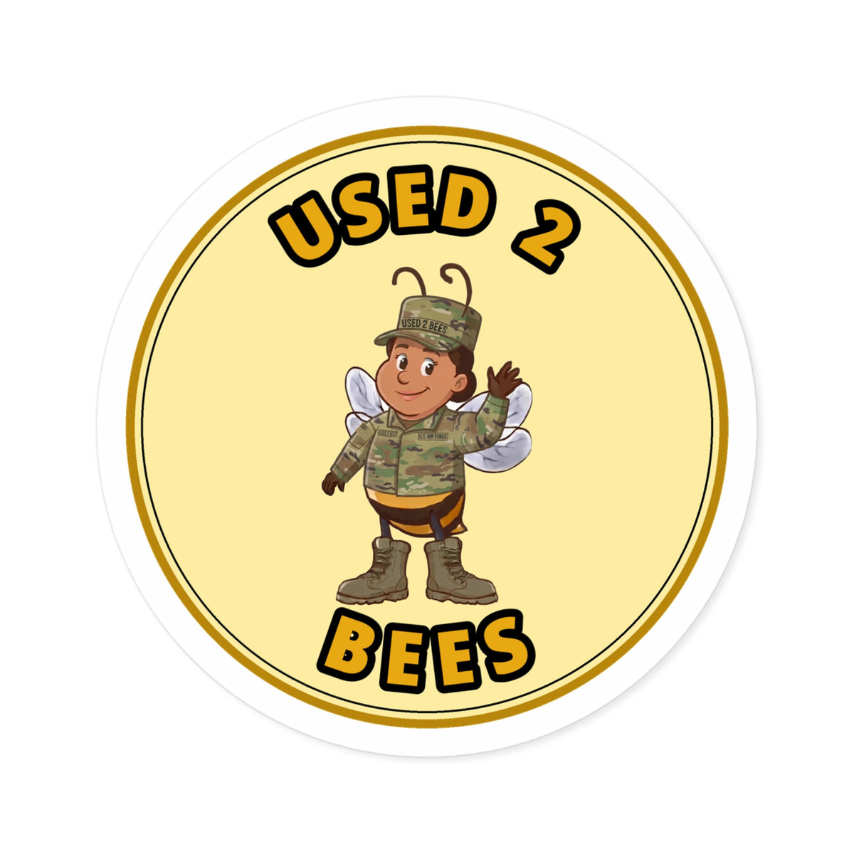 Used 2 Bees Circle Sticker — Air Force Camo (Female)