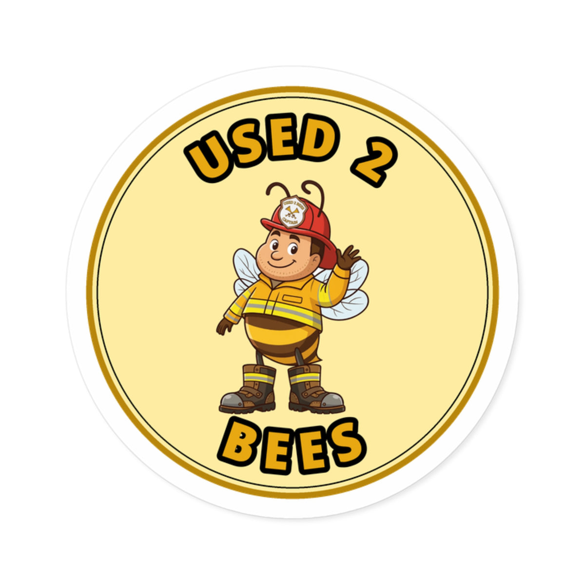 Used 2 Bees Circle Sticker — Fire Dept — Captain (Red Helmet)