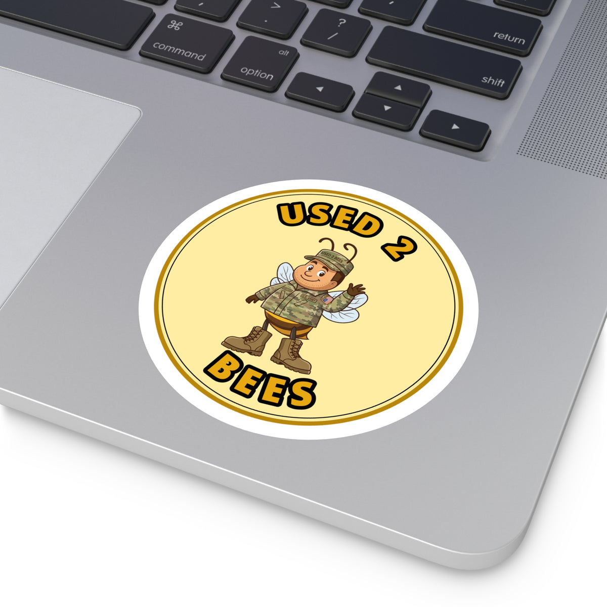 Used 2 Bees Circle Sticker — Army Camo (Male)