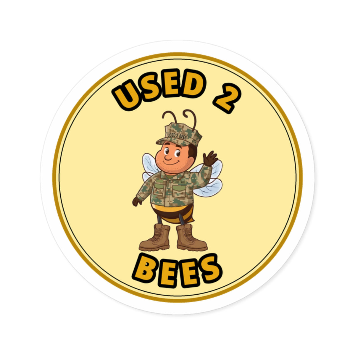 Used 2 Bees Circle Sticker — Field Camo Bee (Desert, Male)