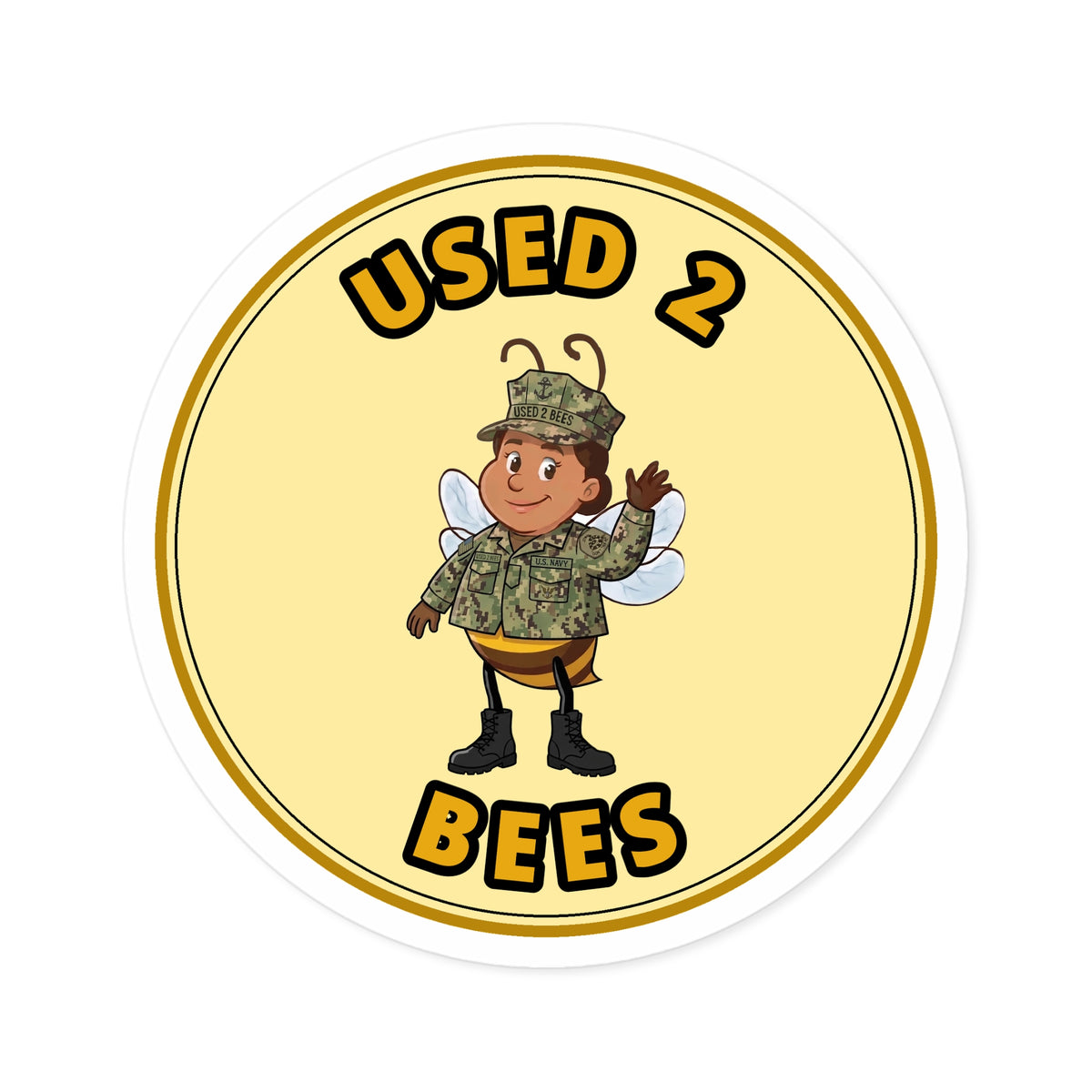 Used 2 Bees Circle Sticker — Navy Camo (Female)
