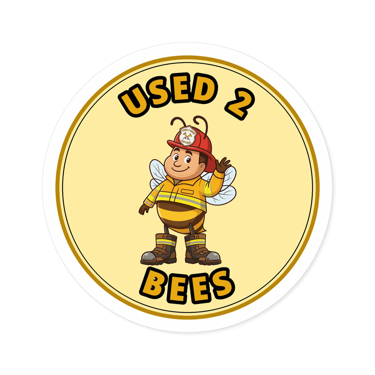 Used 2 Bees Circle Sticker — Fire Dept — Captain (Red Helmet)