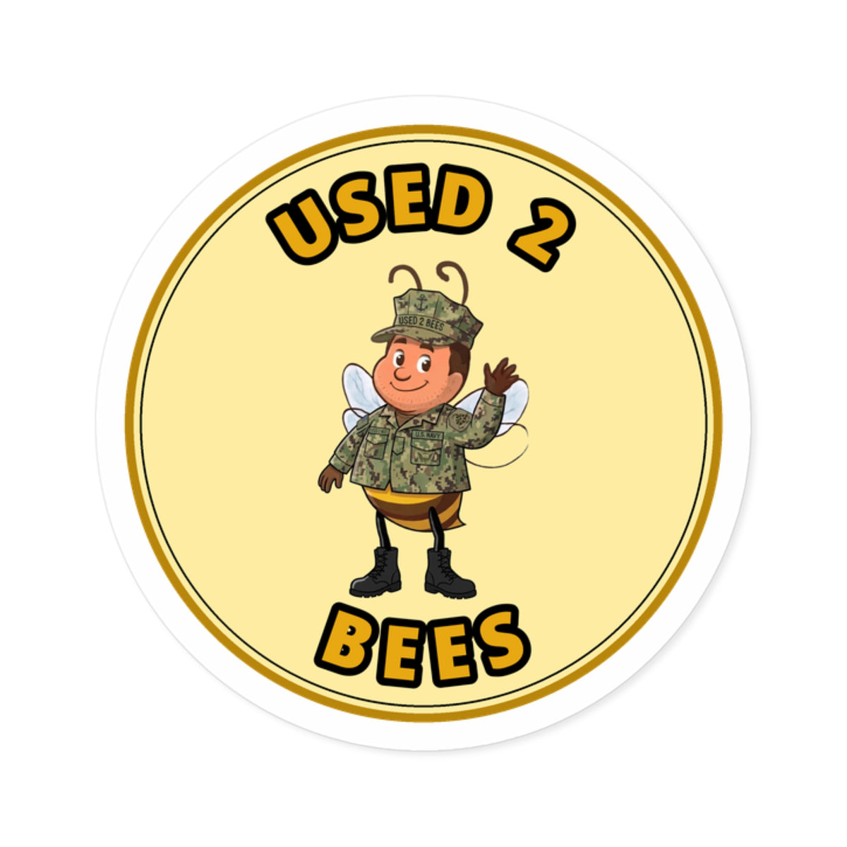 Used 2 Bees Circle Sticker — Navy Camo (Male)