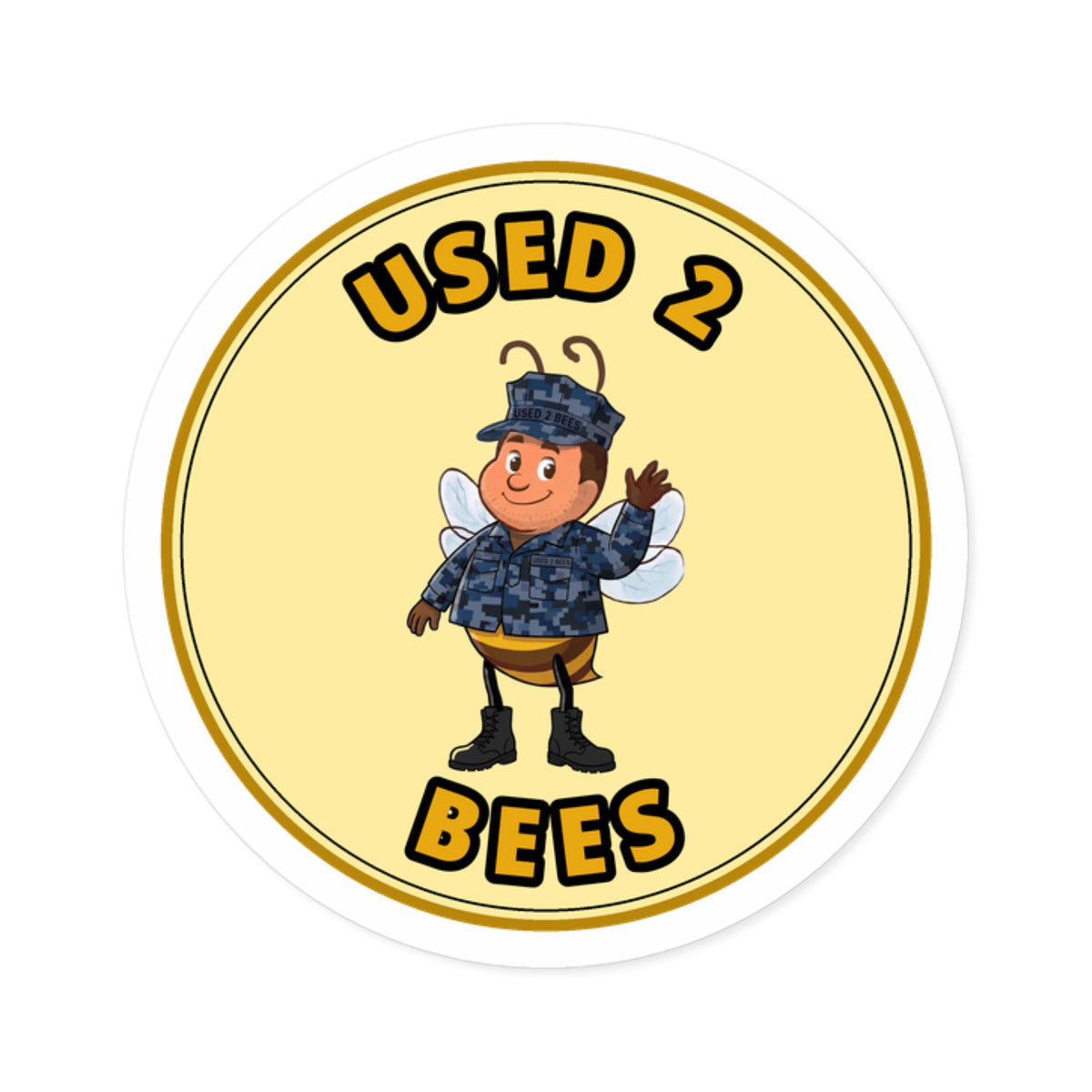 Used 2 Bees Circle Sticker — Sea Service Bee