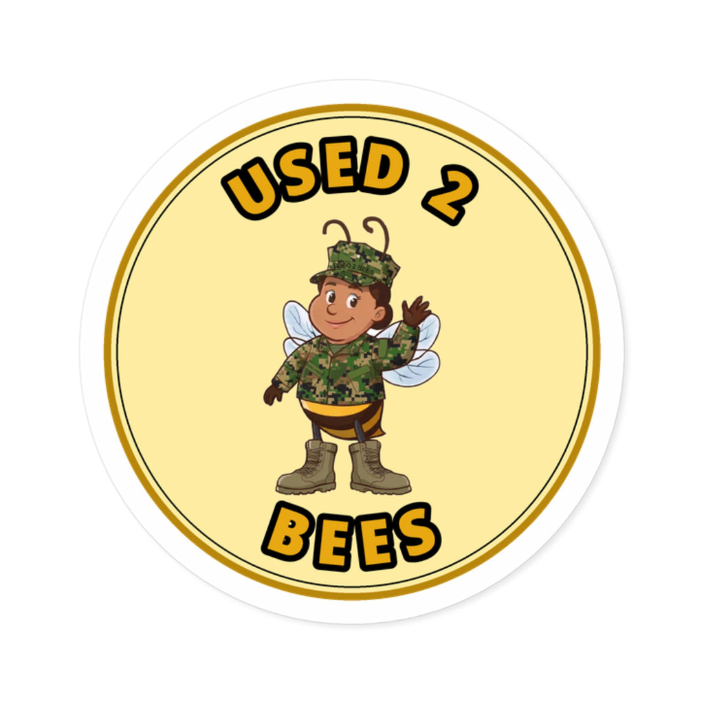 Used 2 Bees Circle Sticker — Field Camo Bee (Female)