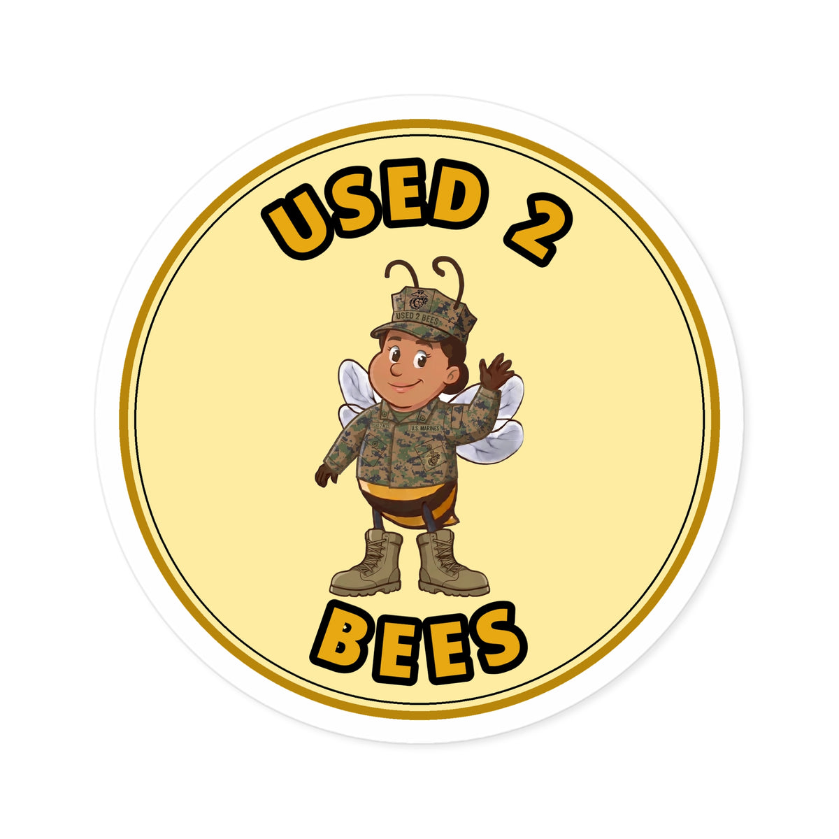 Used 2 Bees Circle Sticker — Marines Camo (Female)