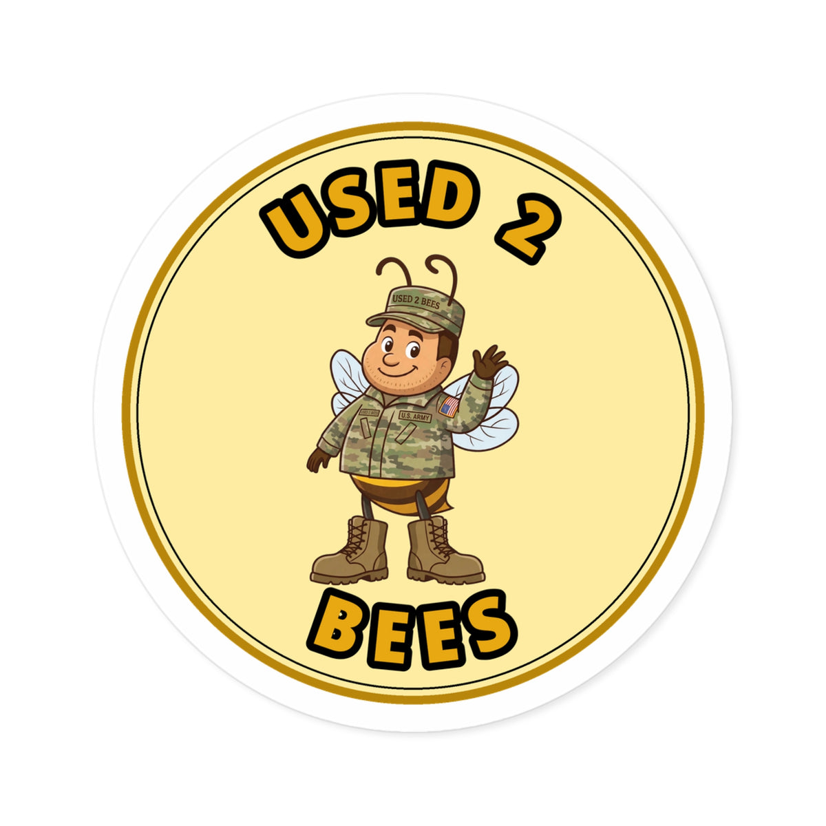 Used 2 Bees Circle Sticker — Army Camo (Male)