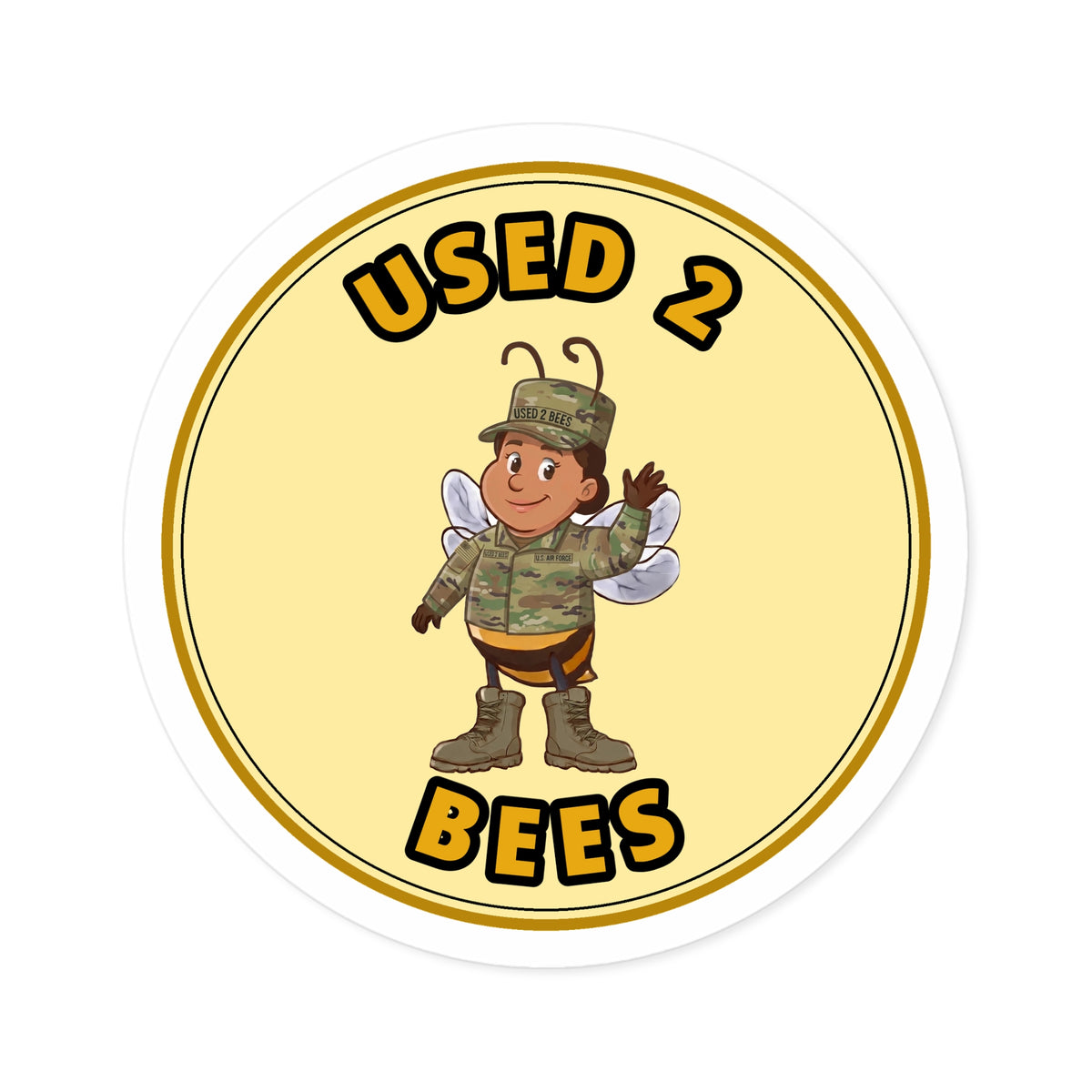 Used 2 Bees Circle Sticker — Air Force Camo (Female)