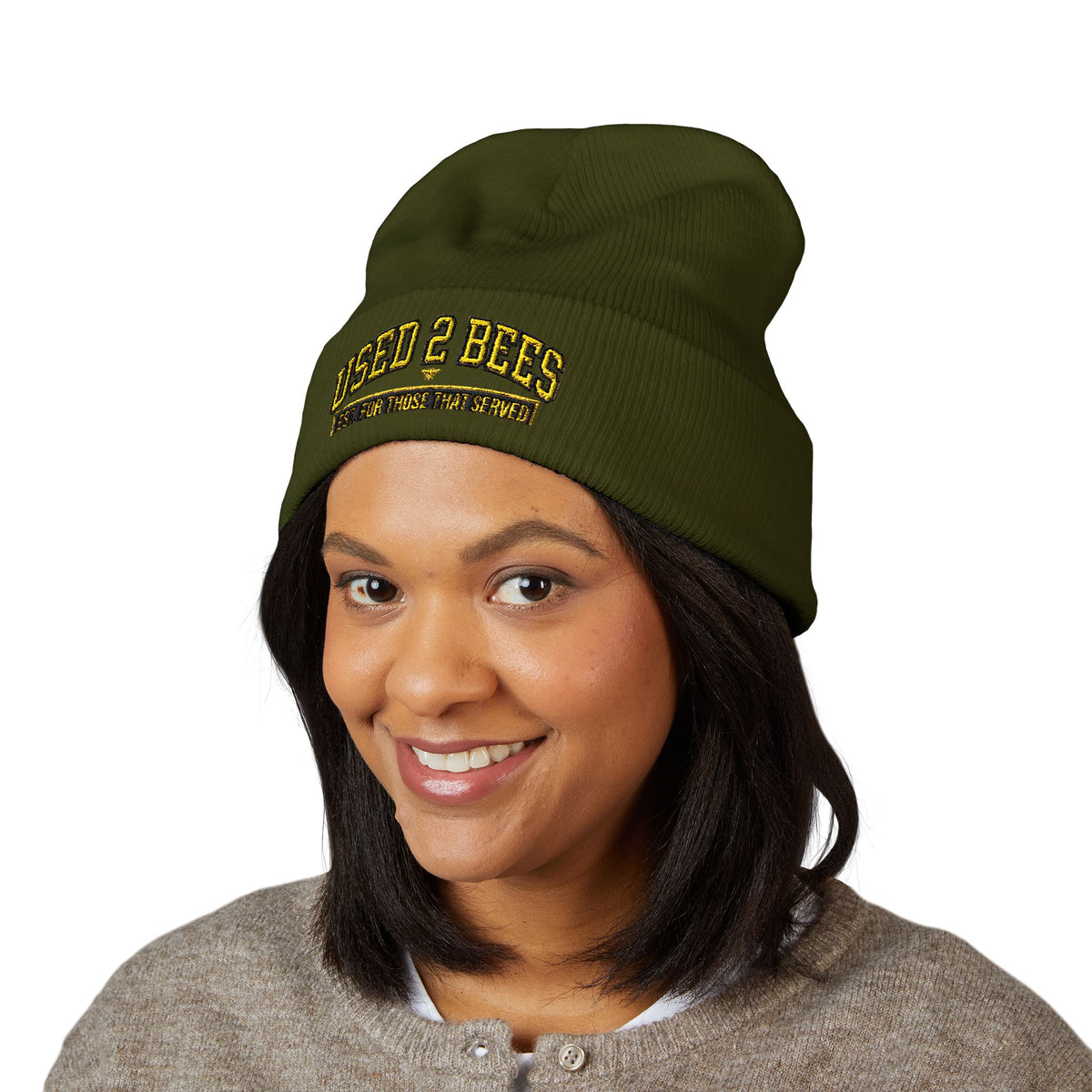 Used 2 Bees Cuffed Beanie — Embroidered Logo