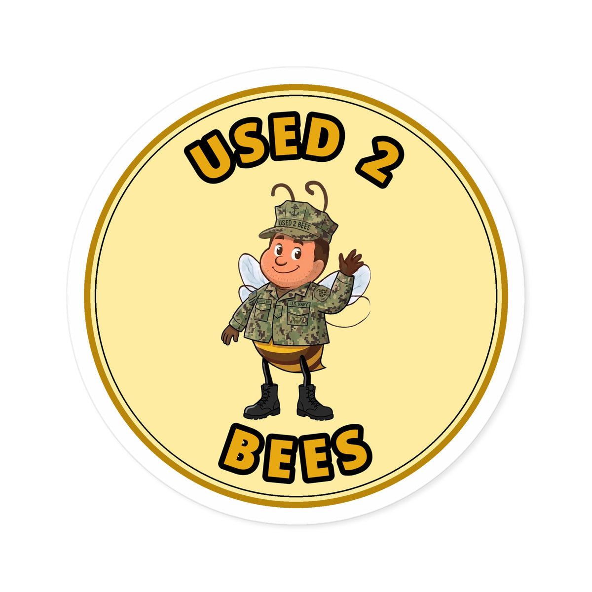 Used 2 Bees Circle Sticker — Navy Camo (Male)