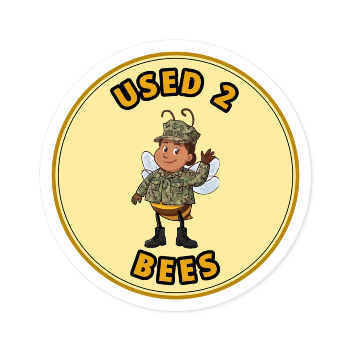 Used 2 Bees Circle Sticker — Navy Camo (Female)