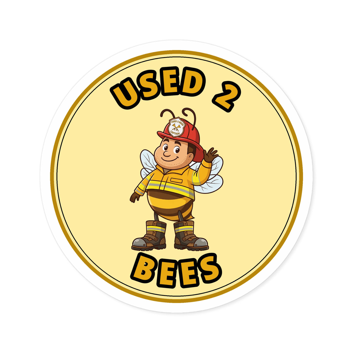 Used 2 Bees Circle Sticker — Fire Dept — Captain (Red Helmet)