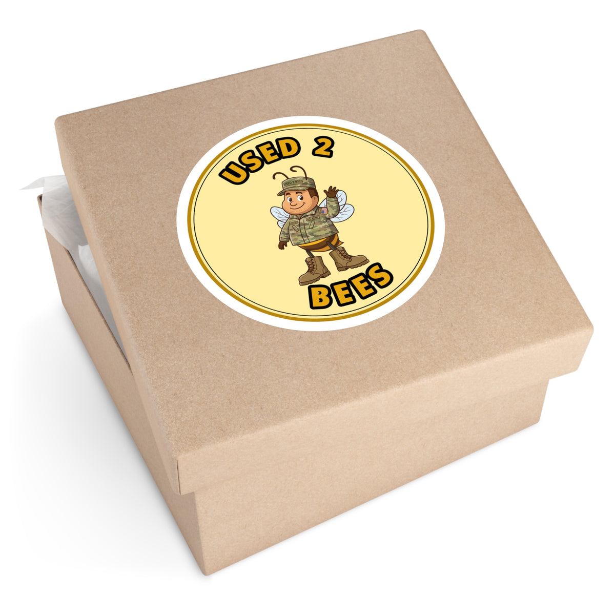 Used 2 Bees Circle Sticker — Army Camo (Male)