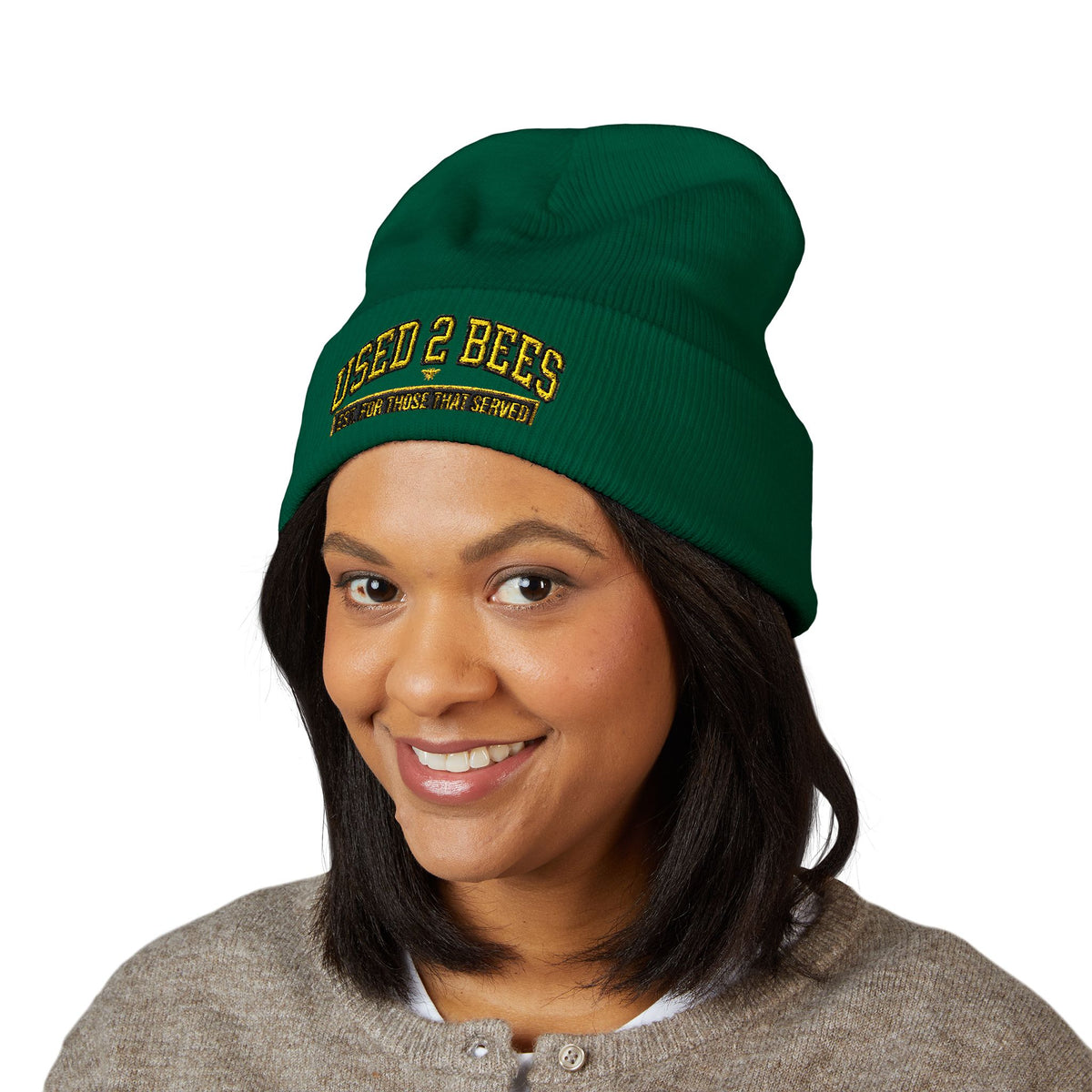 Used 2 Bees Cuffed Beanie — Embroidered Logo